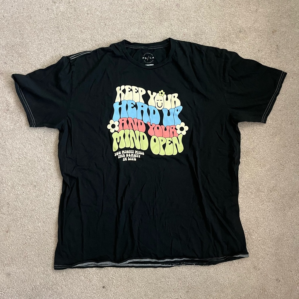 Black Graphic Tee with Colorful Print